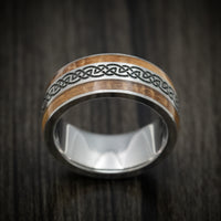 Titanium Celtic Knot and Hardwood Men's Ring Custom Made