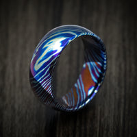 Kuro-Ti Heat-Treated Titanium Damascus Men's Ring Custom Made Band