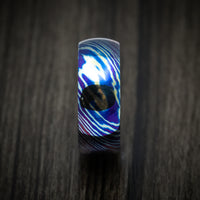Kuro-Ti Heat-Treated Titanium Damascus Men's Ring Custom Made Band
