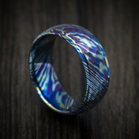Kuro-Ti Heat-Treated Titanium Damascus Men's Ring Custom Made Band