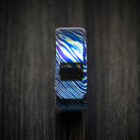 Kuro-Ti Heat-Treated Titanium Damascus Men's Ring Custom Made Band