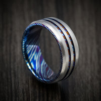 Kuro-Ti Heat-Treated Titanium Damascus Men's Ring Custom Made Band