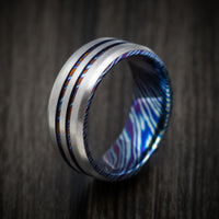 Kuro-Ti Heat-Treated Titanium Damascus Men's Ring Custom Made Band