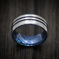 Kuro-Ti Heat-Treated Titanium Damascus Men's Ring Custom Made Band