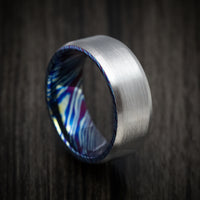 Kuro-Ti Heat-Treated Titanium Damascus Men's Ring Custom Made Band