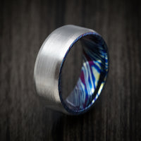 Kuro-Ti Heat-Treated Titanium Damascus Men's Ring Custom Made Band