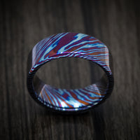 Kuro-Ti Heat-Treated Titanium Damascus Men's Ring Custom Made Band