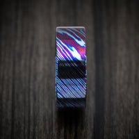 Kuro-Ti Heat-Treated Titanium Damascus Men's Ring Custom Made Band