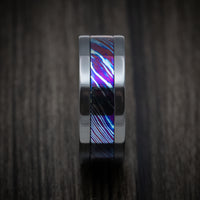 Kuro-Ti Heat-Treated Titanium Damascus Black Zirconium Men's Ring Custom Made Band