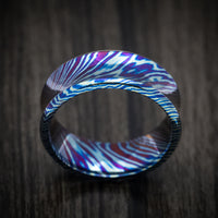Kuro-Ti Heat-Treated Titanium Damascus Men's Ring Custom Made Band