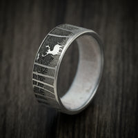 Titanium and Antler Men's Ring with Elk Mountain Woods Engraving Custom Made