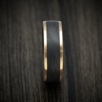 10K Gold Men's Ring with Forged Carbon Fiber Inlay and Sleeve