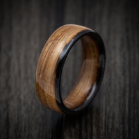 Solid Whiskey Barrel Wood Men's Ring Handmade Band