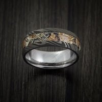 King's Camo Mountain Shadow and Damascus Steel Ring Acid Finish