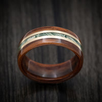 Solid Wood Men's Ring with Cash and Brass Inlays