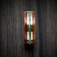 Solid Wood Men's Ring with Cash and Brass Inlays