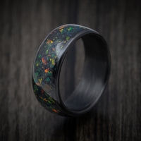 Carbon Fiber and Opal Men's Ring with Glow Custom Made Band
