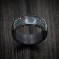 Carbon Fiber and Opal Men's Ring with Glow Custom Made Band