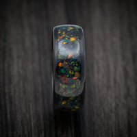 Carbon Fiber and Opal Men's Ring with Glow Custom Made Band