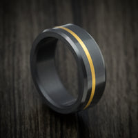 Elysium Black Diamond And 24K Gold Men's Ring Custom Made Band