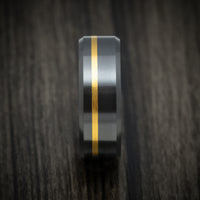 Elysium Black Diamond And 24K Gold Men's Ring Custom Made Band