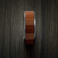 Black Zirconium and WOOD Ring inlaid in PADAUK WOOD Custom Made to Any Size and Optional Wood Types