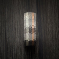 Titanium Ring with Copper and Silver Inlays Hammer Finish Custom Made Band