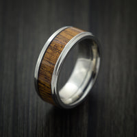 Wood Ring and Titanium Ring inlaid with LEOPARD WOOD Custom Made to Any Size and Optional Wood Types