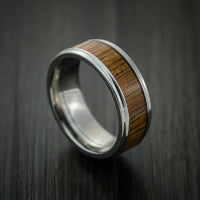 Wood Ring and Titanium Ring inlaid with LEOPARD WOOD Custom Made to Any Size and Optional Wood Types