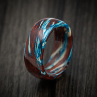 Marbled Wood with Maple, Bloodwood and Blue Maple Custom Made Men's Ring