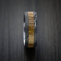 Wood Ring and DAMASCUS Ring inlaid with Teak Hardwood Custom Made