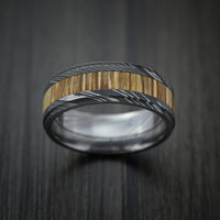 Wood Ring and DAMASCUS Ring inlaid with Teak Hardwood Custom Made