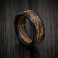 Whiskey Barrel Wood and Ebony Wood Marbled Wood Men's Ring Custom Made Band