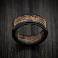 Whiskey Barrel Wood and Ebony Wood Marbled Wood Men's Ring Custom Made Band