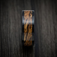 Whiskey Barrel Wood and Ebony Wood Marbled Wood Men's Ring Custom Made Band