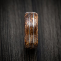 Koa Wood Marbled Wood Men's Ring with Platinum Inlay Custom Made Band