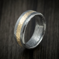 Tightweave Damascus Steel and Gold Men's Ring Custom Made Band