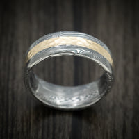 Tightweave Damascus Steel and Gold Men's Ring Custom Made Band