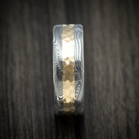 Tightweave Damascus Steel and Gold Men's Ring Custom Made Band