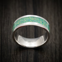 White Gold and Opal Custom Made Men's Band