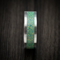 White Gold and Opal Custom Made Men's Band