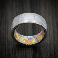 Titanium and Meteorite Band With Dichrolam Sleeve Men's Ring Custom Made Band