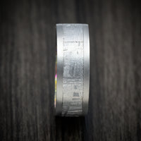 Titanium and Meteorite Band With Dichrolam Sleeve Men's Ring Custom Made Band
