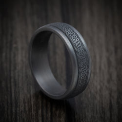 Darkened Tantalum Men's Ring with Celtic Love Knot Design