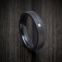 Black Titanium and Diamond Men's Ring Custom Made Band