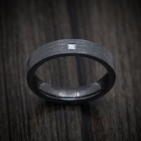 Black Titanium and Diamond Men's Ring Custom Made Band
