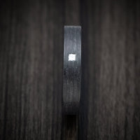 Black Titanium and Diamond Men's Ring Custom Made Band