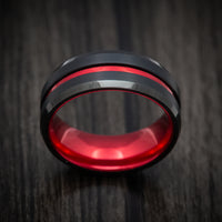 Tungsten and Anodized Sleeve and Inlay Custom Made Men's Ring