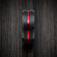 Tungsten and Anodized Sleeve and Inlay Custom Made Men's Ring
