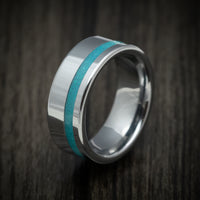 Tungsten Men's Ring With Opal Inlay Custom Made